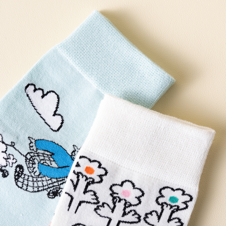 1 pair of Fun Art Antibacterial Couple Socks (mixed)