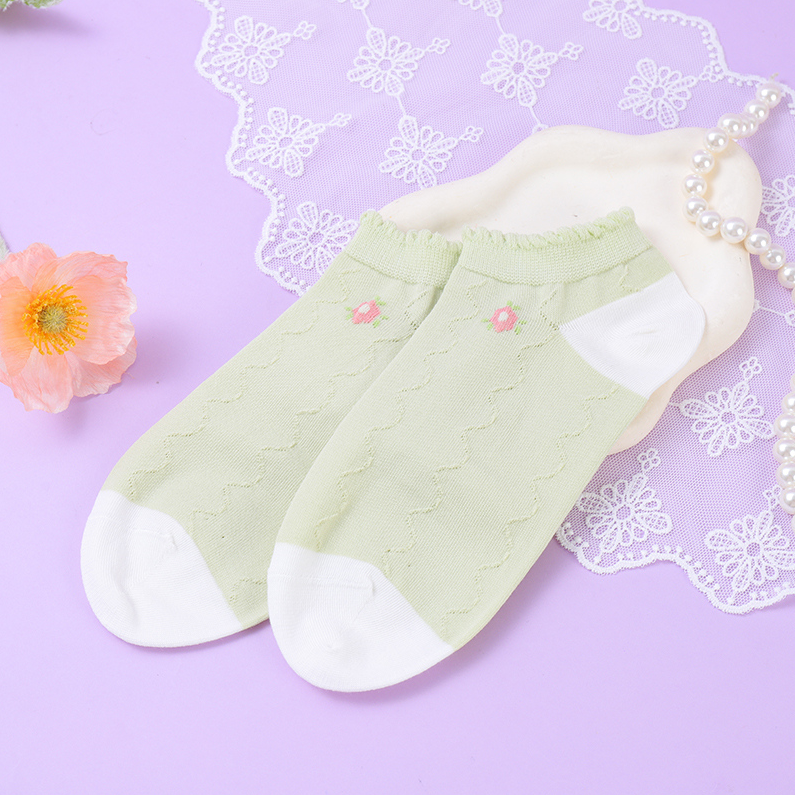 Green series flower women's socks (3 pieces)