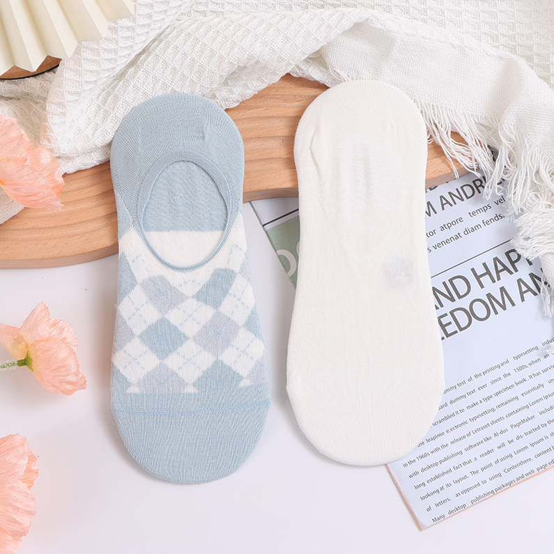 Plaid Bear Series Invisible Socks for women (two pairs)