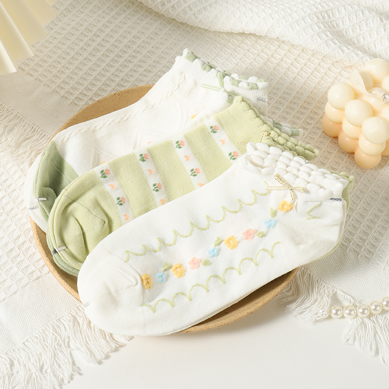 Women's Green Floral Socks (2 pairs)