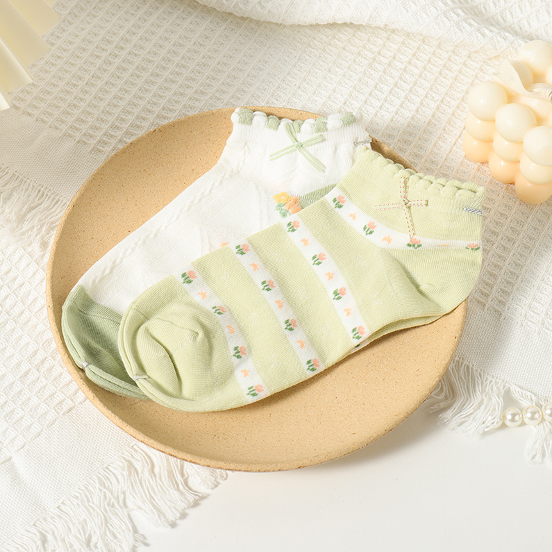 Women's Green Floral Socks (2 pairs)
