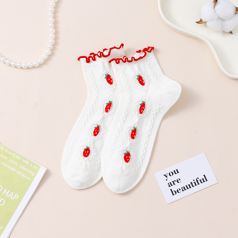 Strawberry women's mid-tube socks