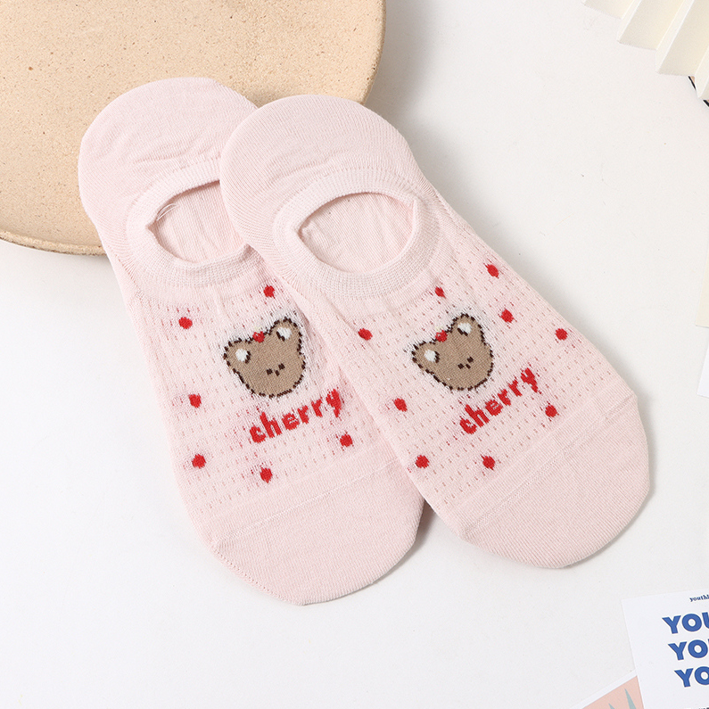 Cherry Bear Series Invisible Socks for Women (two pairs)