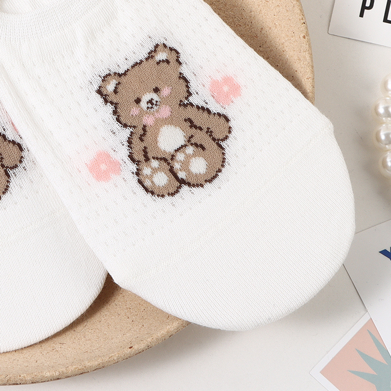 Cherry Bear Series Invisible Socks for Women (two pairs)