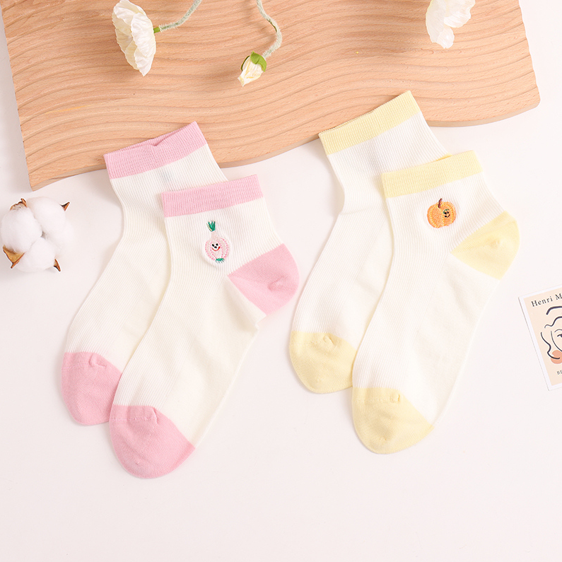 Vegetable and fruit series embroidered women's socks