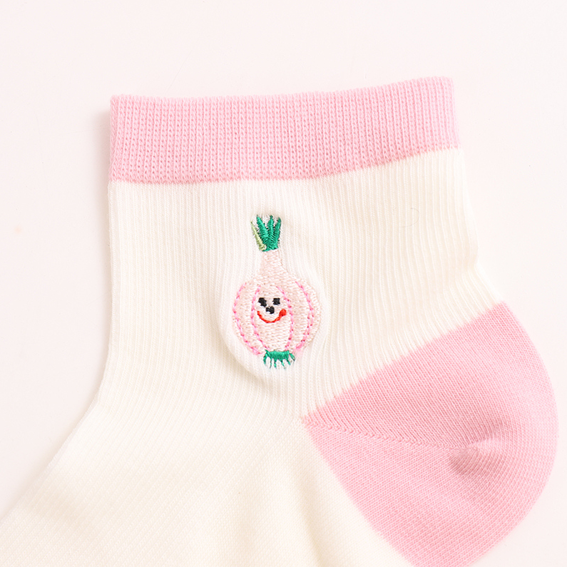 Vegetable and fruit series embroidered women's socks