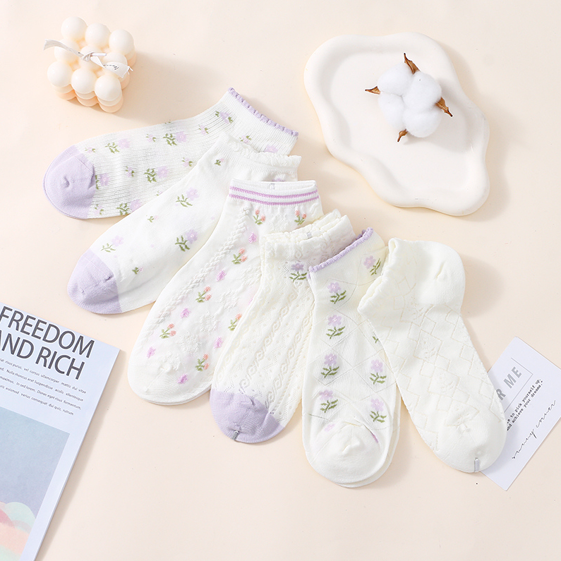 Purple Flower Series Women's Socks (two pairs)