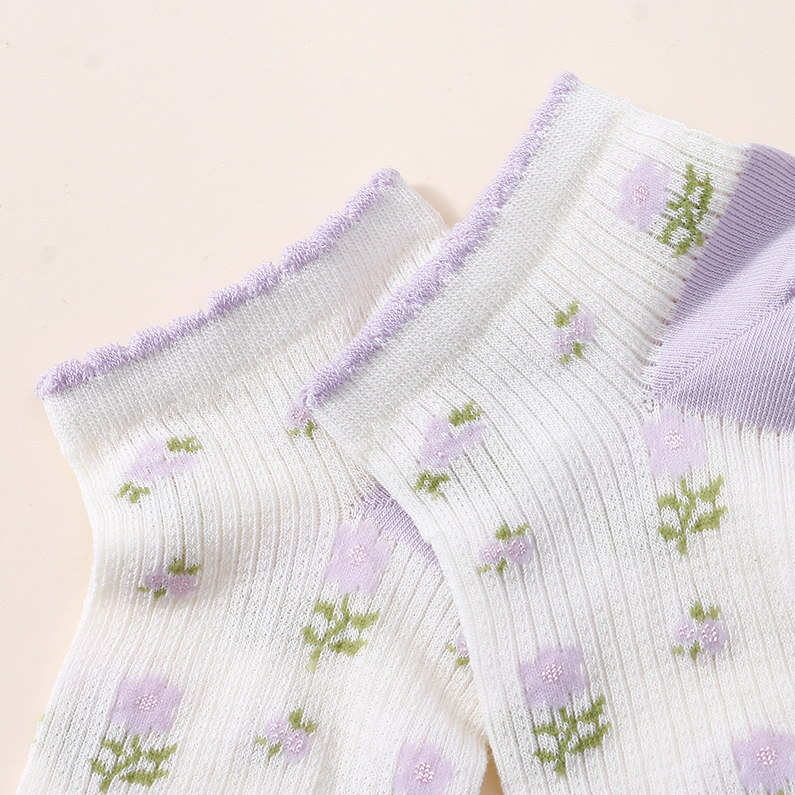 Purple Flower Series Women's Socks (two pairs)