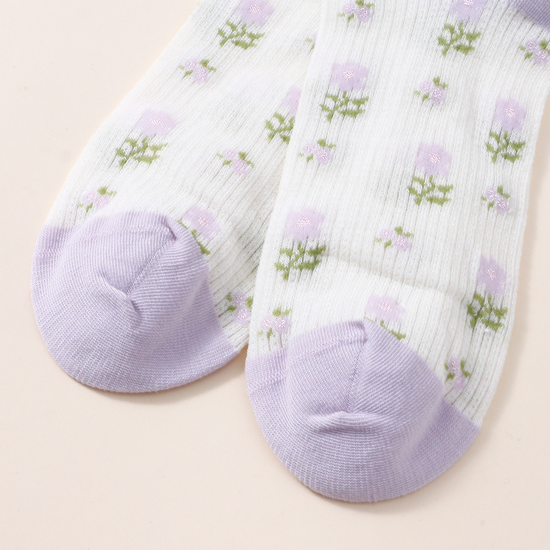 Purple Flower Series Women's Socks (two pairs)