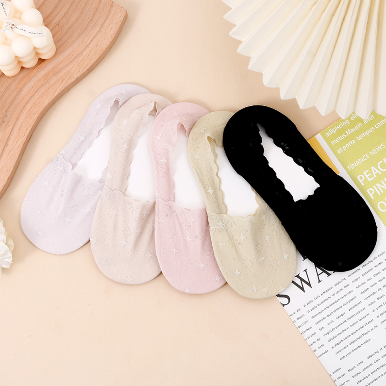 2 Pairs Floral Diamond Grace Invisible Socks for Women (Mixe