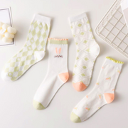 2 Pairs of Spring Flower Breathable Comfort Women's Mid-tube