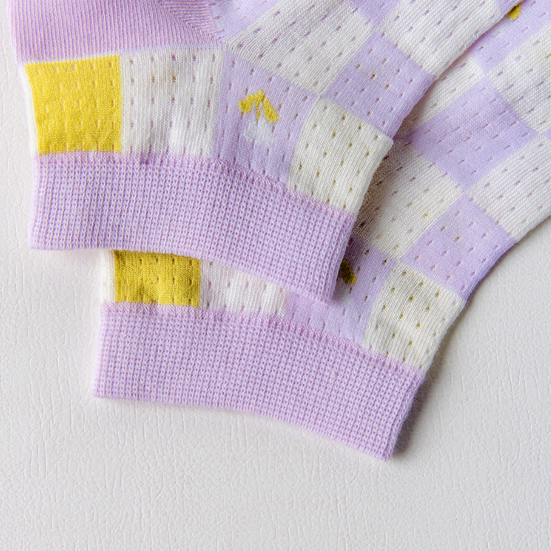 2 pairs of Purple Floral Jacquard Comfort Socks for Women (M