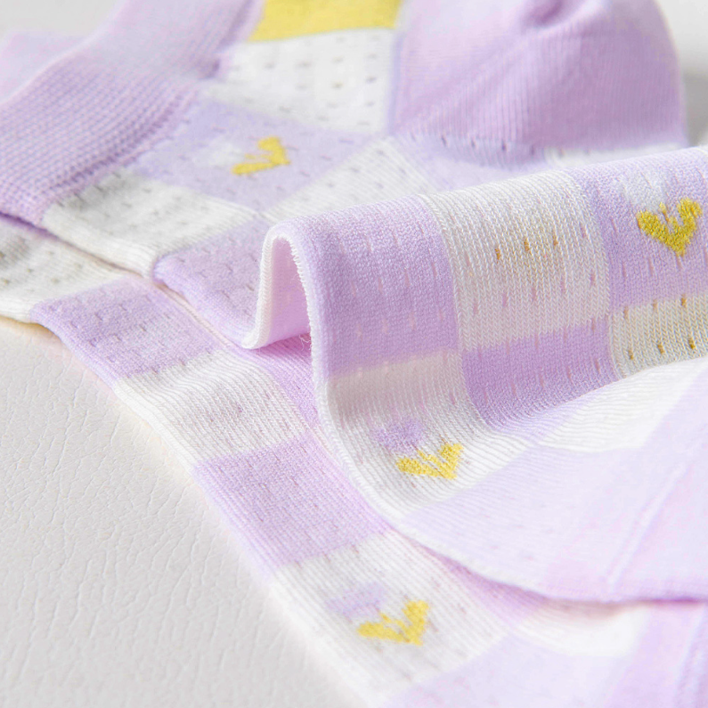 2 pairs of Purple Floral Jacquard Comfort Socks for Women (M