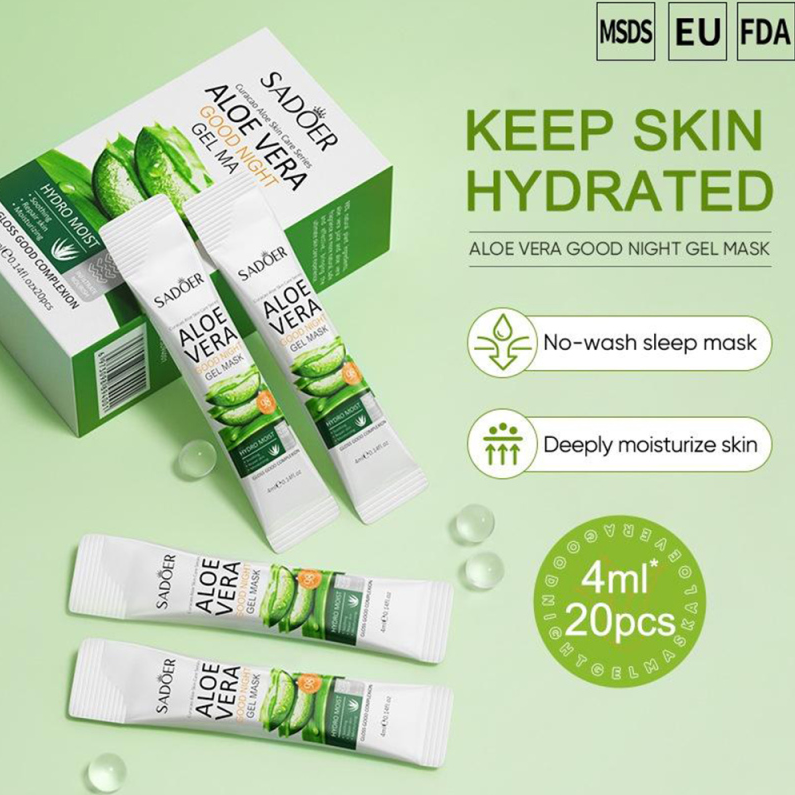 SADOER Aloe Good Night Gel Mask 4ml(0.1fl.oz.)x20PCS