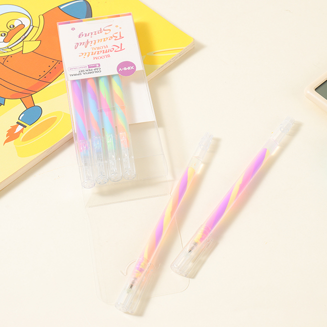 Bright Color Spiral Cap Pen Set (Fluorescent)