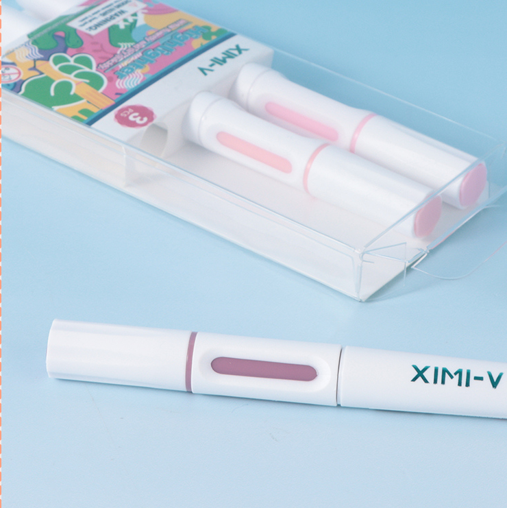 Three sets of pink highlighter