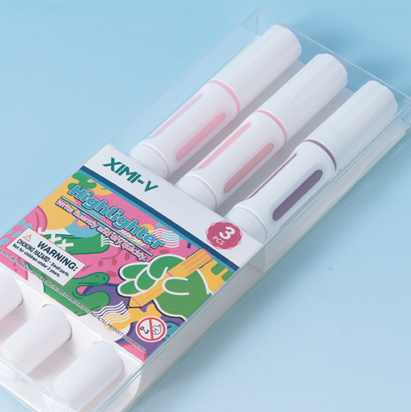 Three sets of pink highlighter