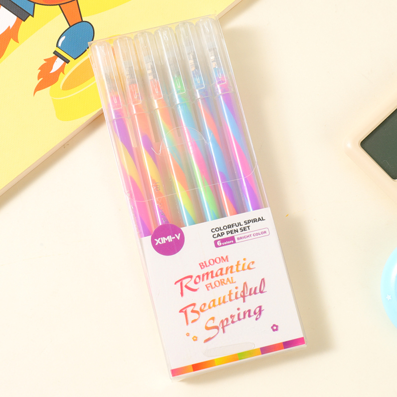 Colorful Spiral Cap Pen Set (Golorful)