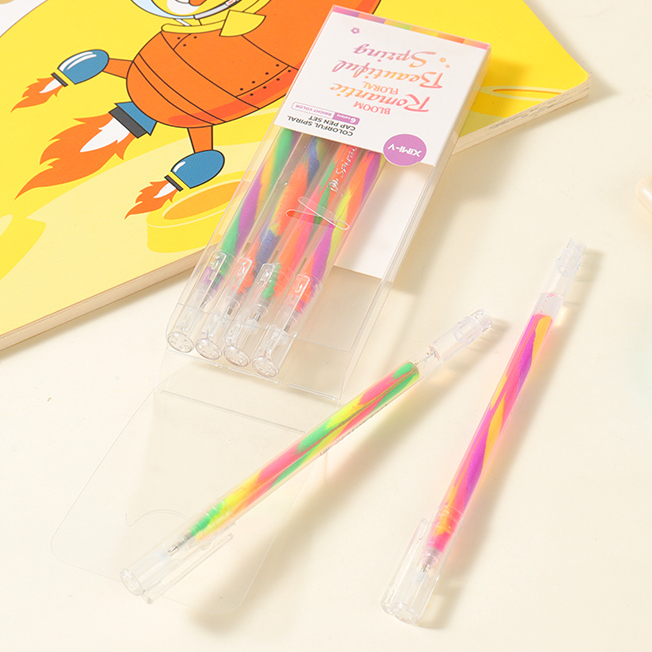 Colorful Spiral Cap Pen Set (Glitter)