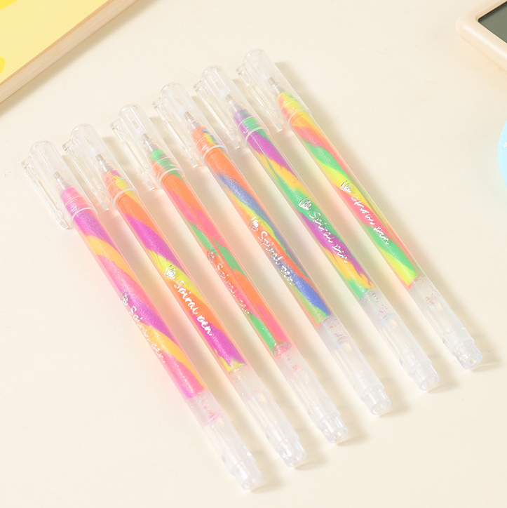 Colorful Spiral Cap Pen Set (Glitter)