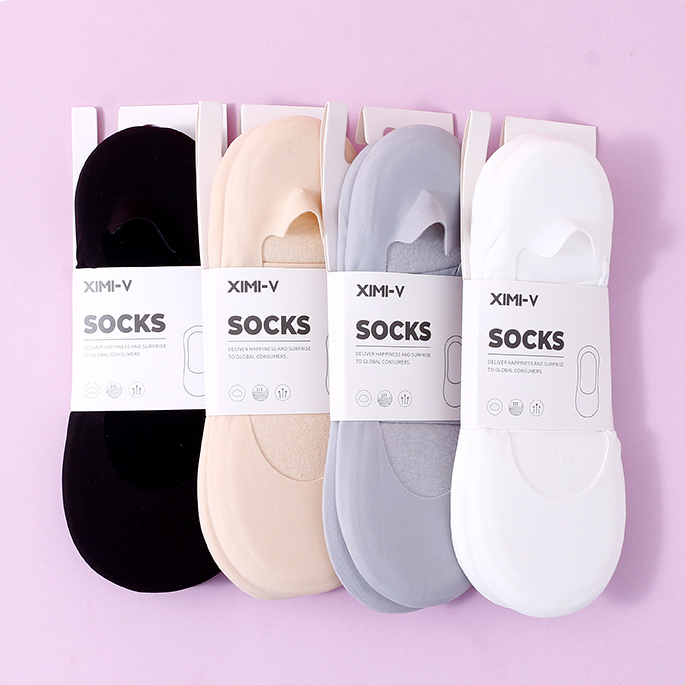 2 pairs of Classic Plain Air Cushion Women's Invisible Socks