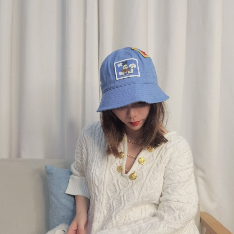 Personalized Small Pattern Labeled Fisherman's Hat (Blue)