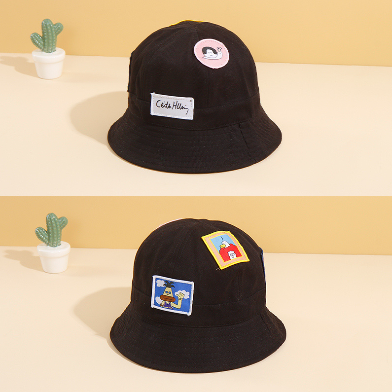 Personalized Small Pattern Labeled Fisherman's Hat (Black)