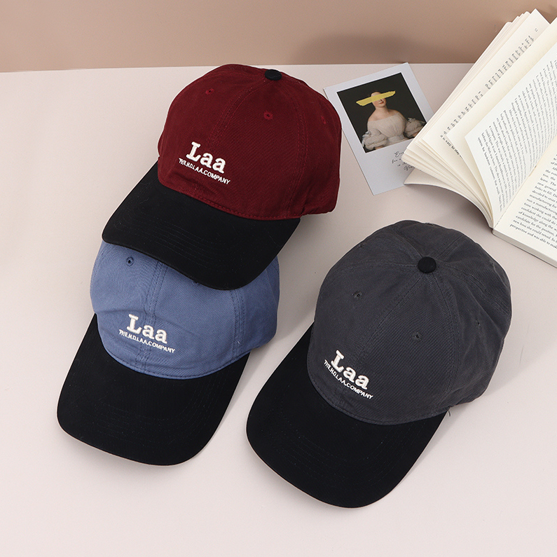 Softtop wide brim color-matching baseball cap. - Blue