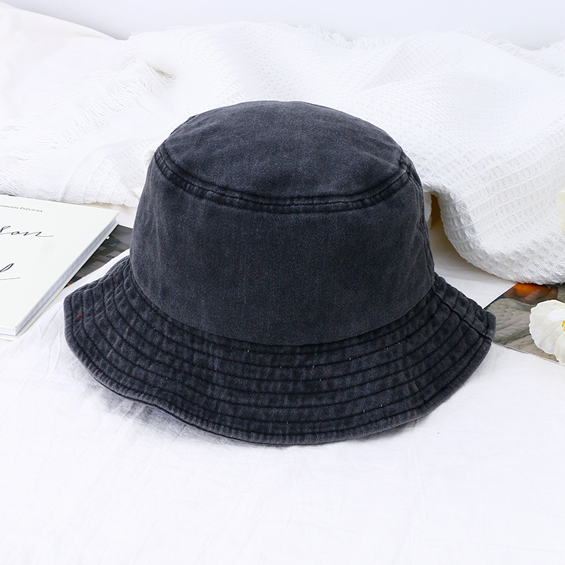 Do old coat hole washed fisherman hat - black
