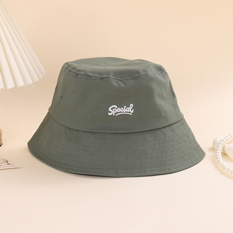 Small letter embroidered Fisherman's hat - green