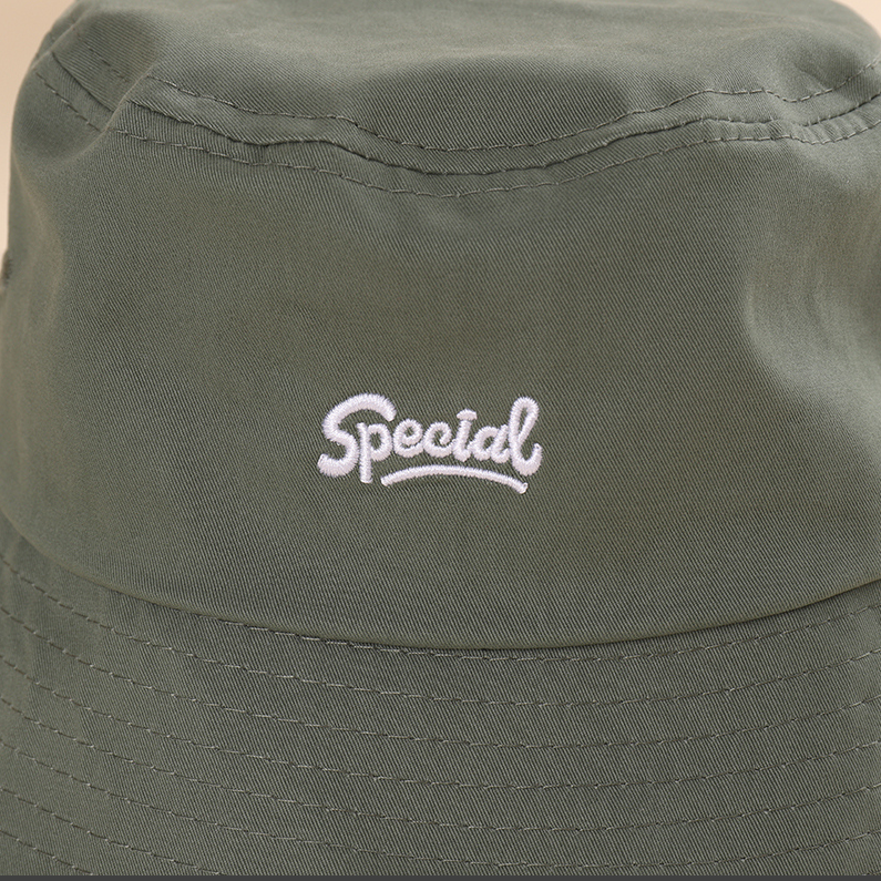Small letter embroidered Fisherman's hat - green