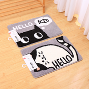 Black and white cat absorbent floor mat