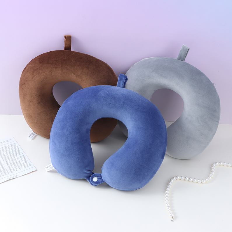 Simple solid color memory cotton U-shaped pillow