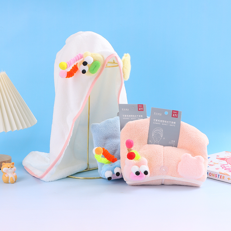 Cute plush monster water-absorbing dry hair cap