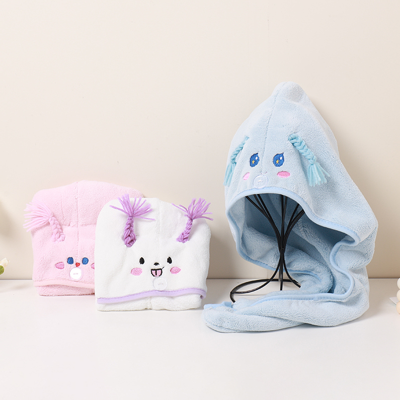 Cartoon braided water-absorbing dry hair cap