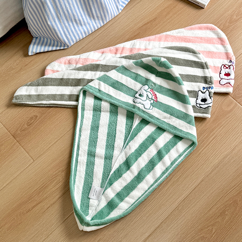 Striped puppy dry hair cap