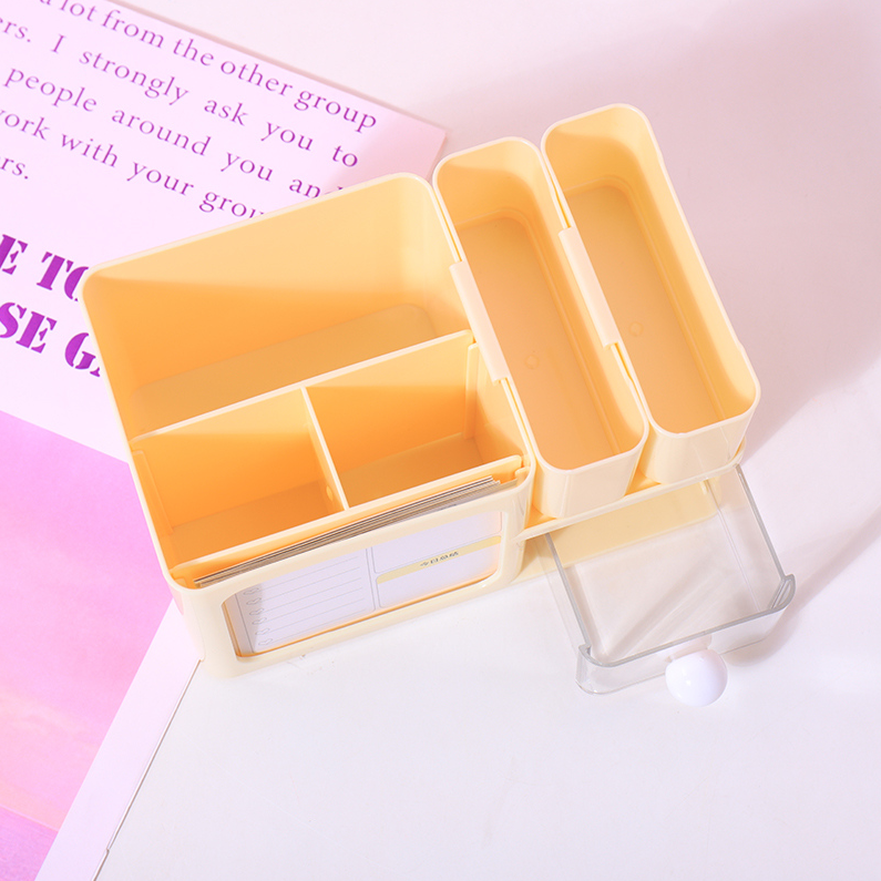 The cream series can be stacked and combined in storage boxes