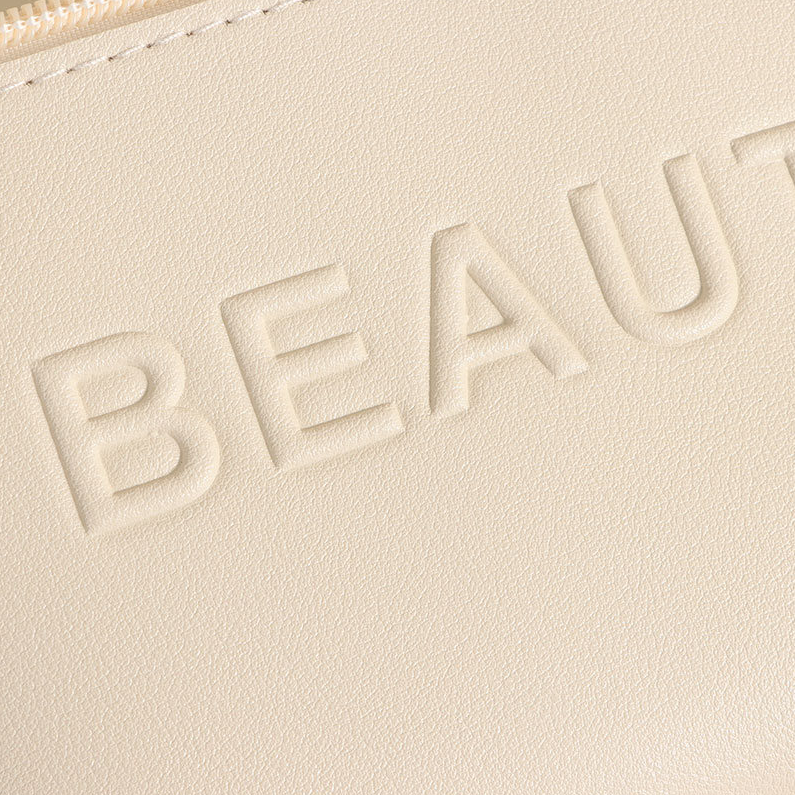 Solid-color three-dimensional English round bucket cosmetic bag