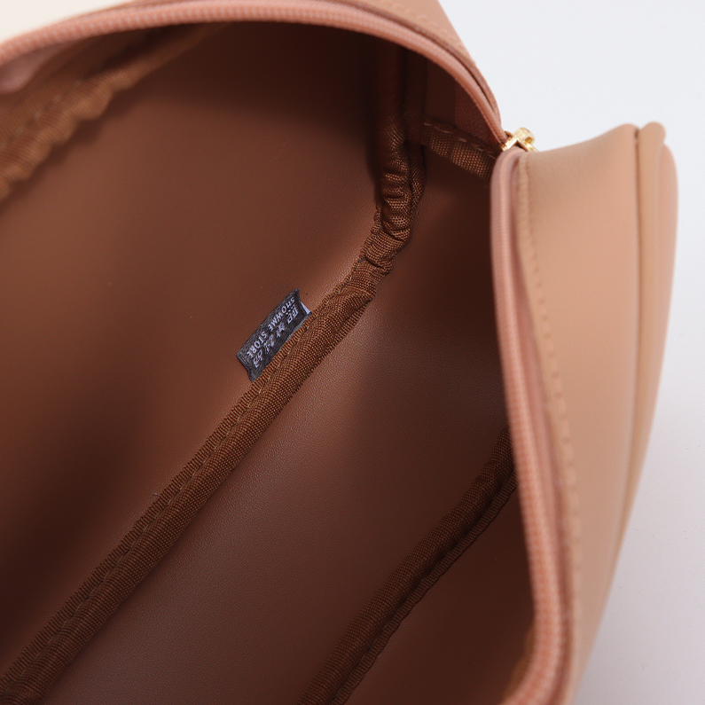 Solid-color double-sided leather side-carry cosmetic bag