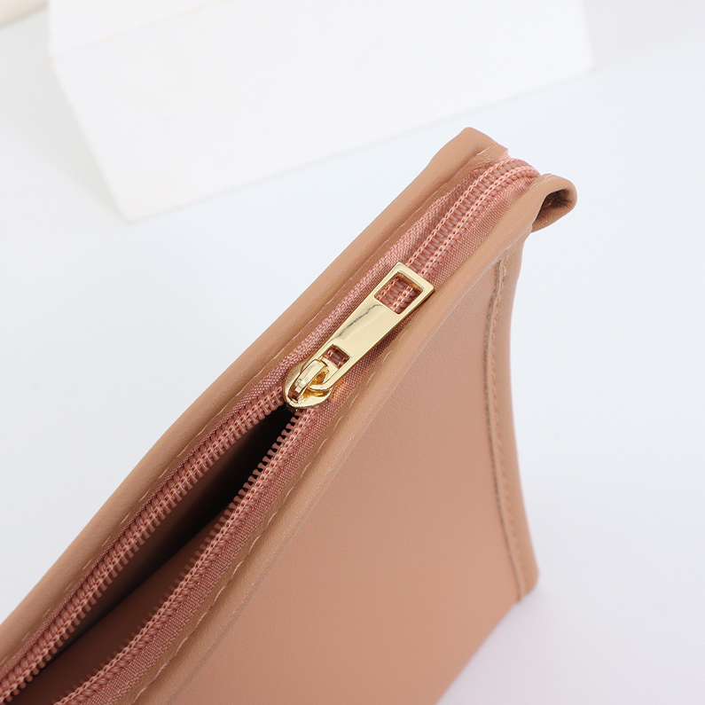 Solid-color double-sided leather official document makeup bag