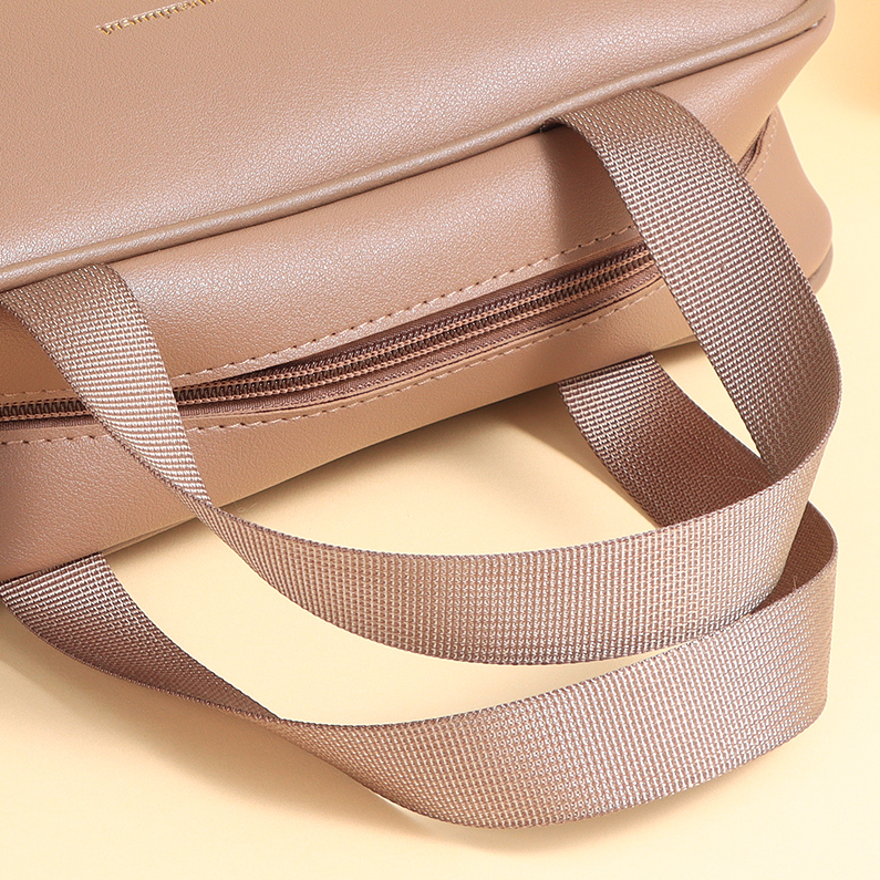 Solid-color double-sided leather toiletry and storage bag