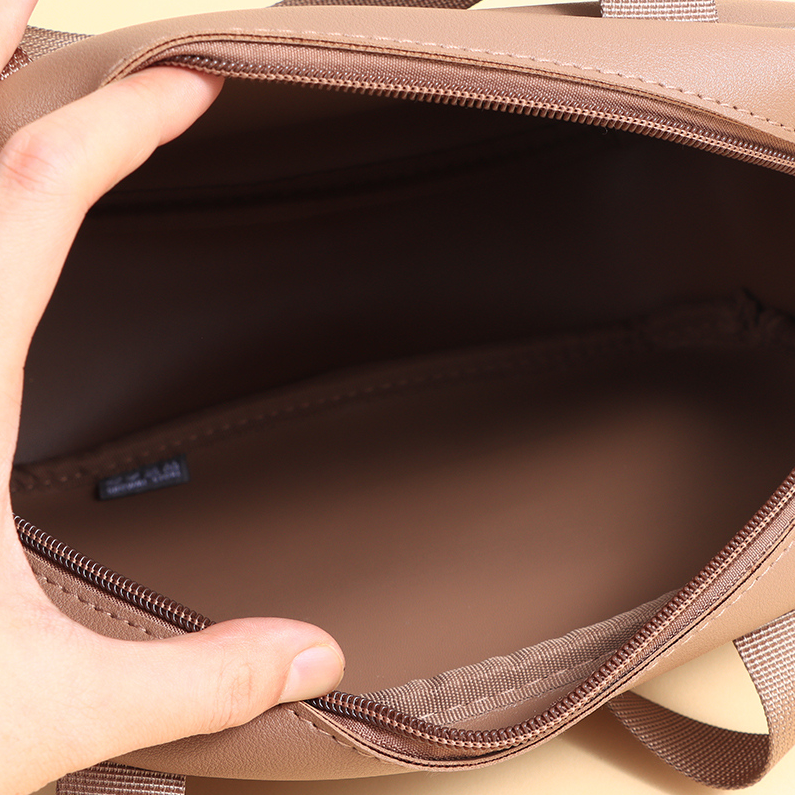 Solid-color double-sided leather toiletry and storage bag