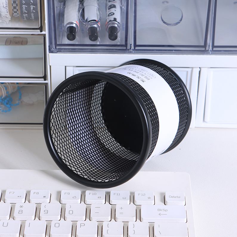 Simple Style Round Mesh Metal Pen Holder