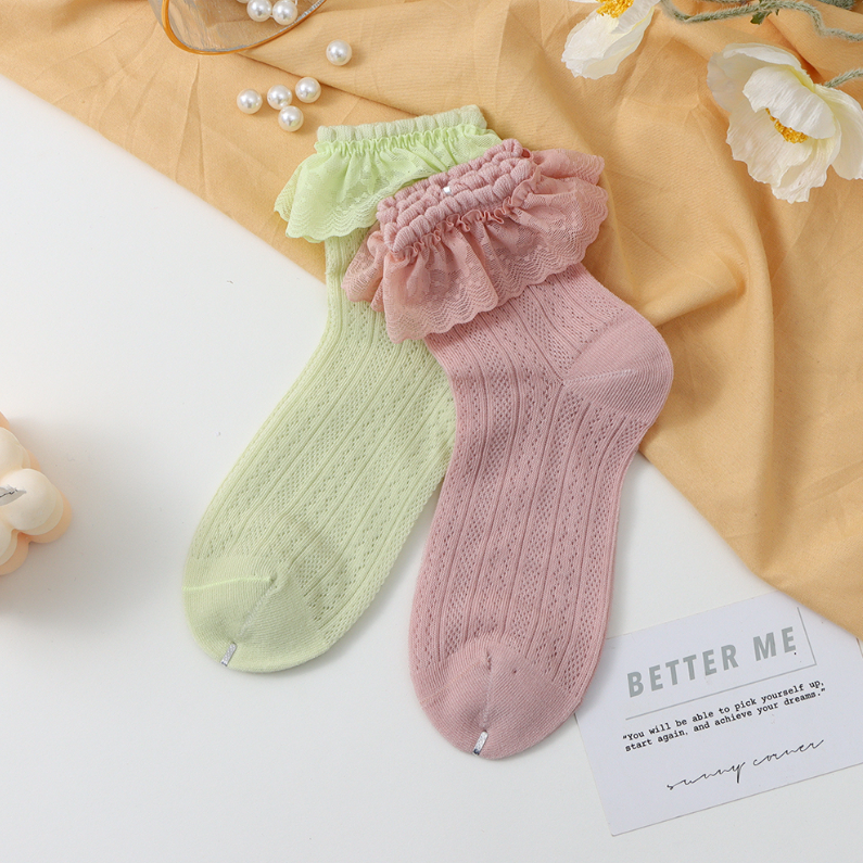 2 pairs Lace lace cute children's socks 9-12Y (mixed)