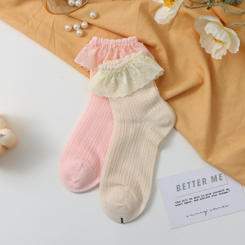 2 pairs Lace lace cute children's socks 9-12Y (mixed)