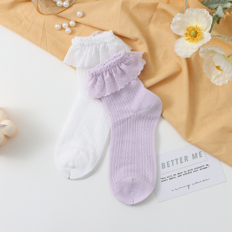 2 pairs Lace lace cute children's socks 9-12Y (mixed)
