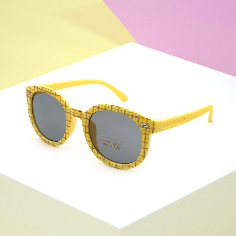 Dopamine Style Plaid Round Sunglasses for Kids