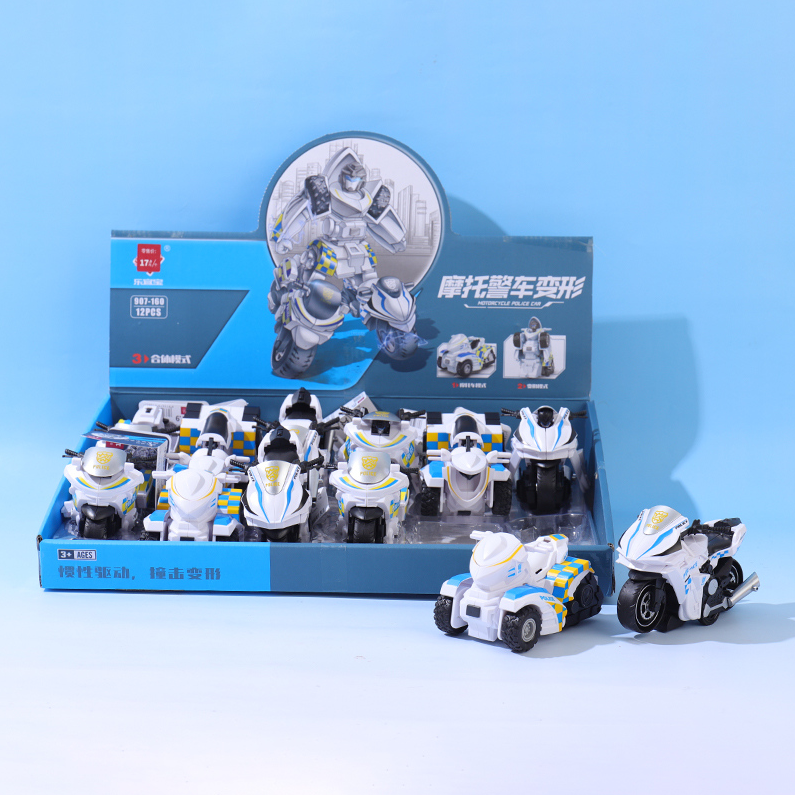 Motorcycle police car deformation