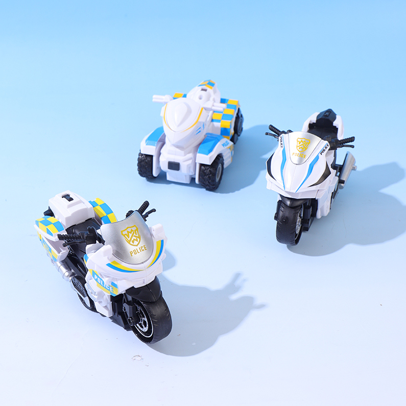 Motorcycle police car deformation