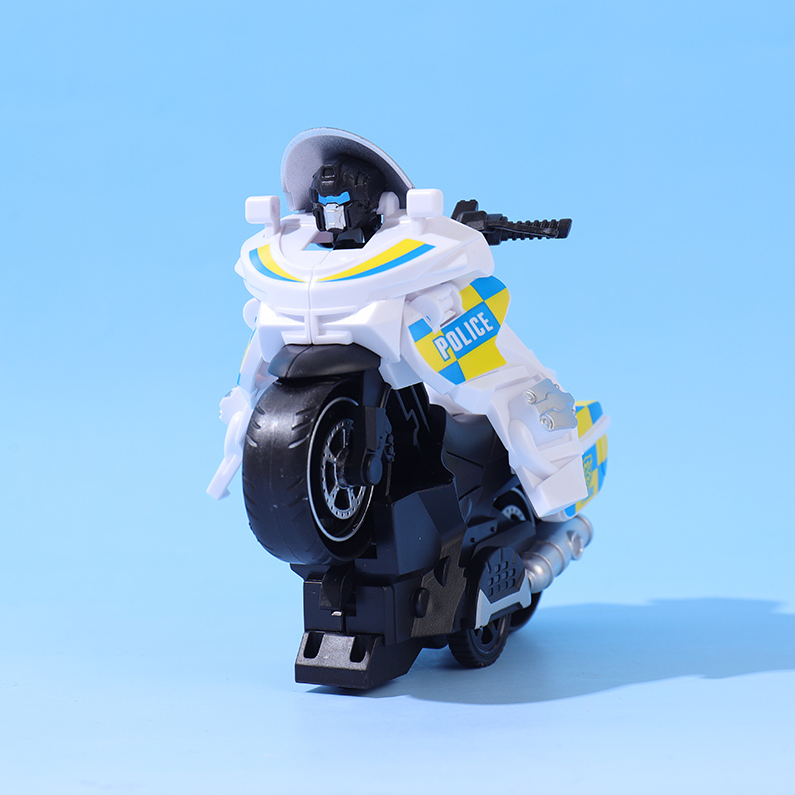 Motorcycle police car deformation